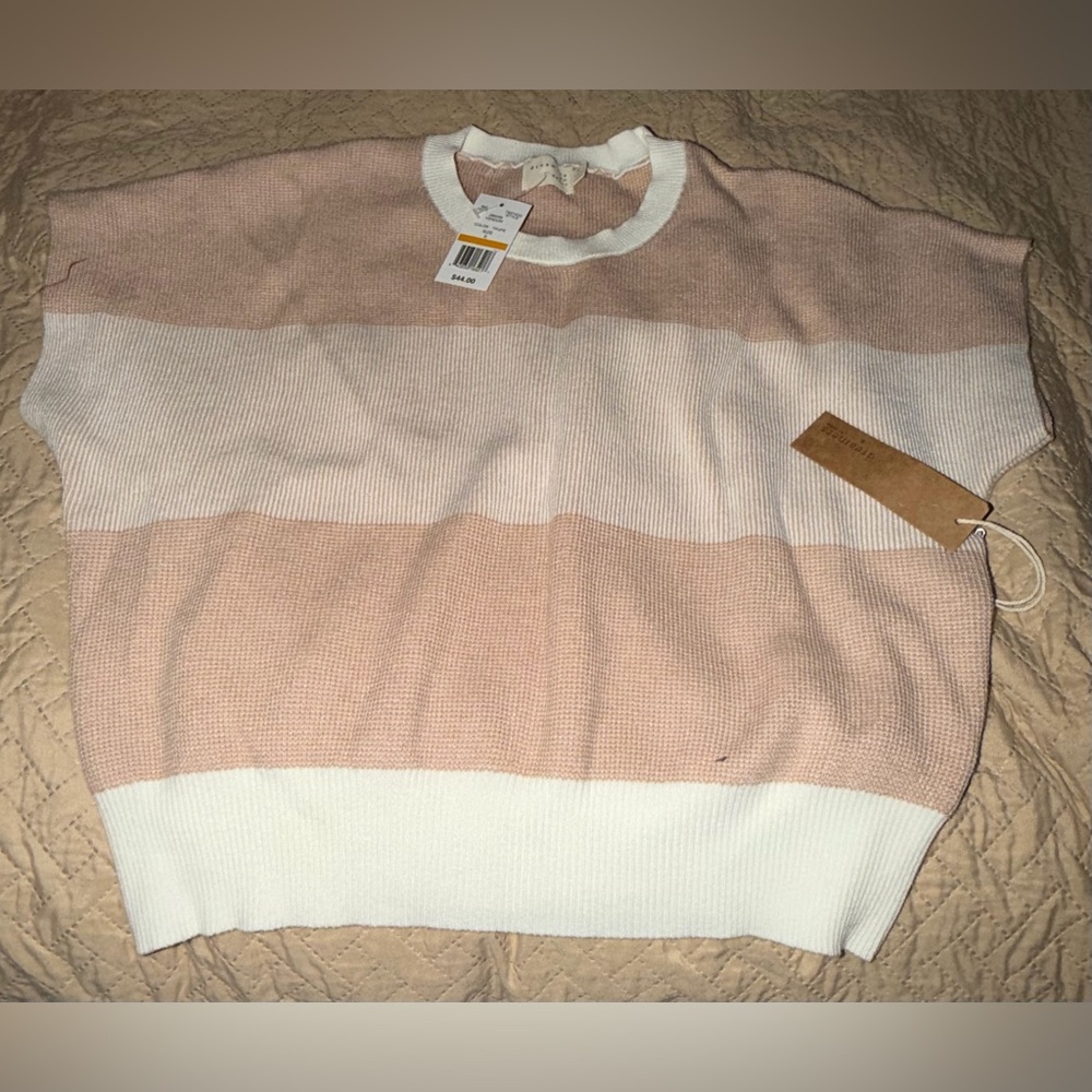 Blush and White Striped Sweater